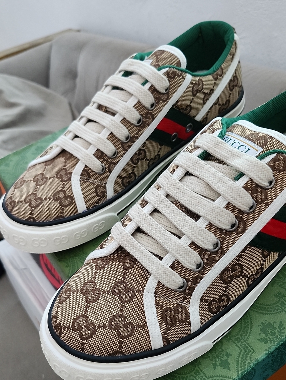 Gucci 1977 Sneakers GG Canvas Low-Top Sneakers with Green-Red Web
